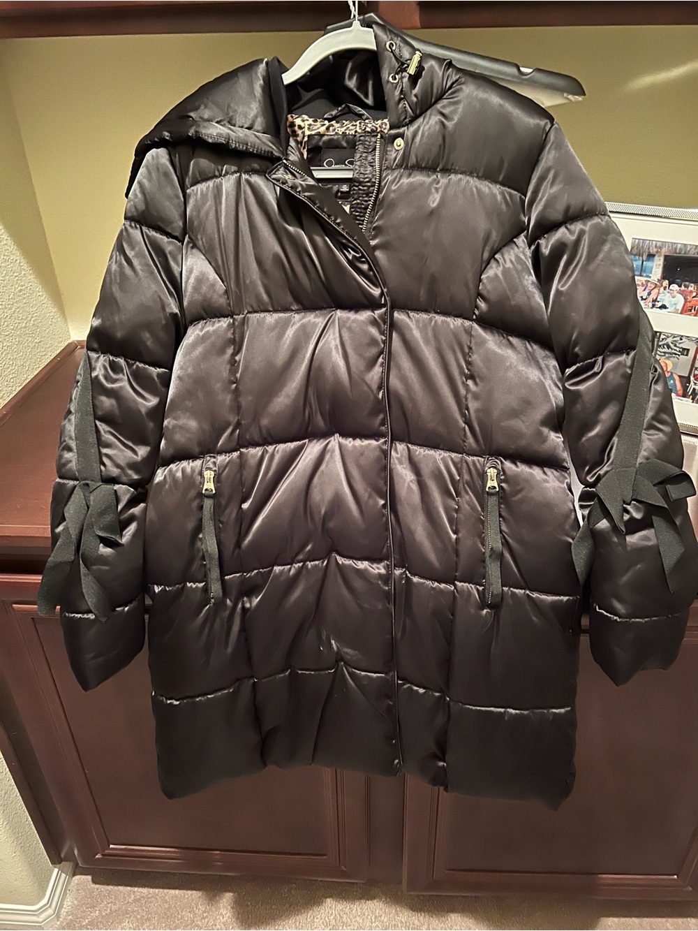 Jessica Simpson Black Quilted Puffer Coat with Hood